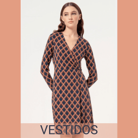 Vestido Cruzado Estampado Marrón Surkana